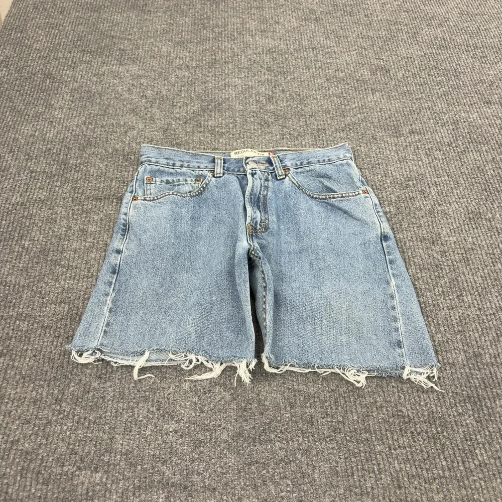 Levis 505 Denim Shorts Mens 31 Blue 100% Cotton Cut Off Frayed Casual Summer